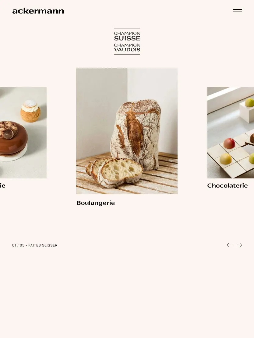 Ackermann website, tablet screenshot