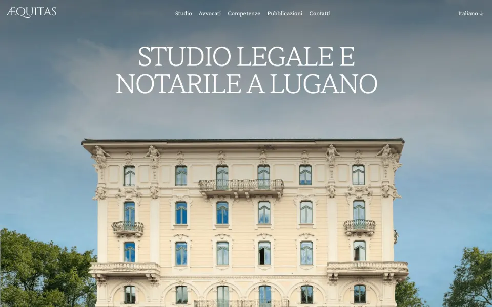 Aequitas website, desktop homepage