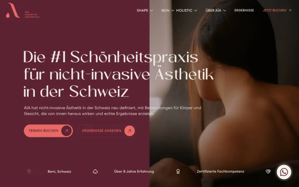 AïA website, desktop homepage