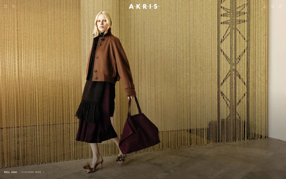 Akris website, desktop homepage