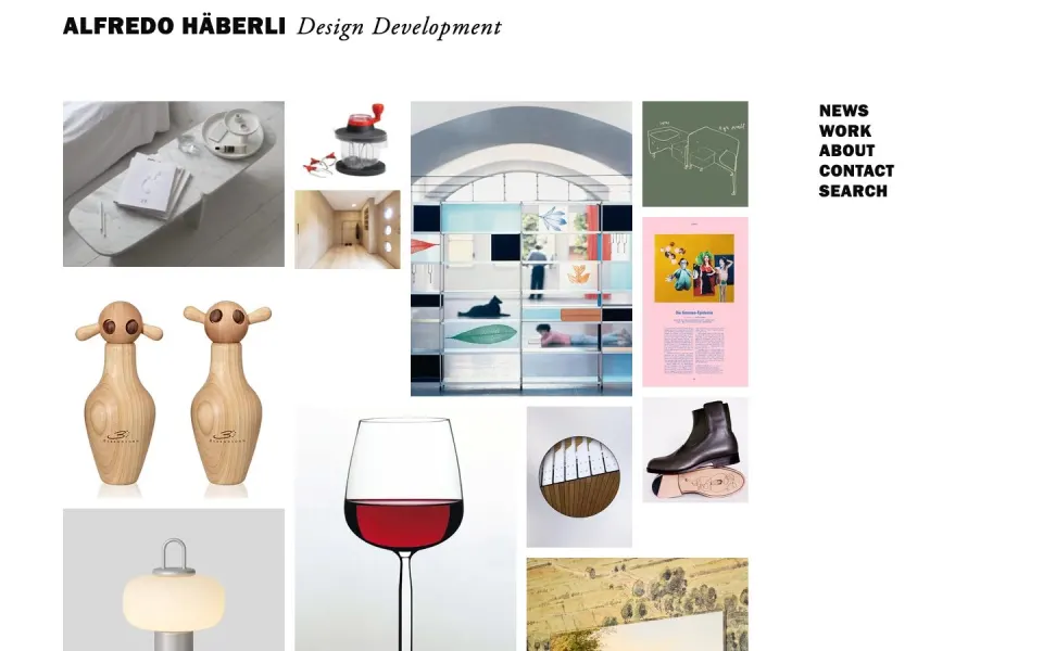 Alfredo Häberli website, desktop homepage