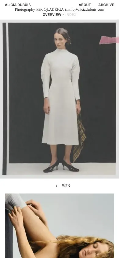 Alicia Dubuis website, mobile screenshot