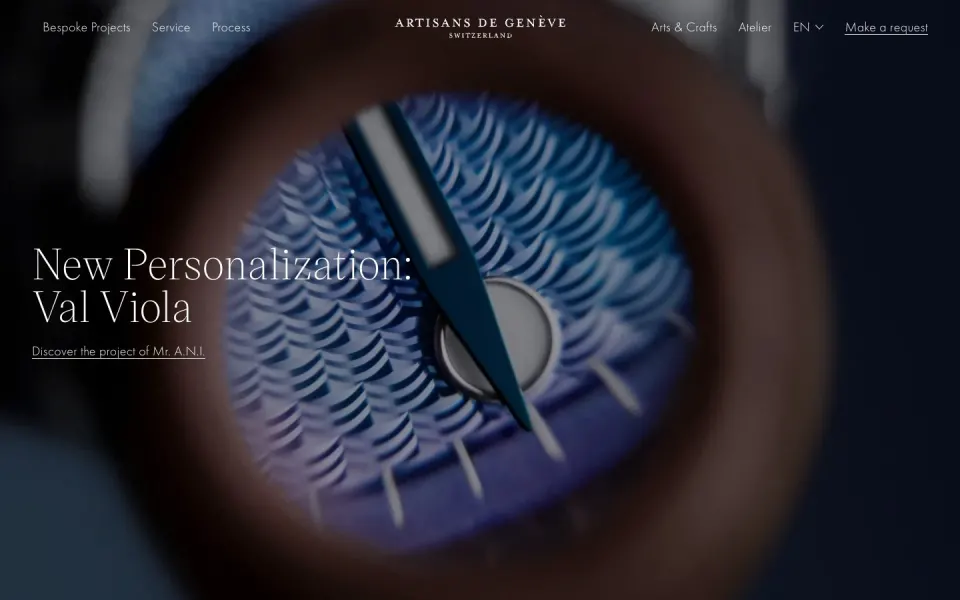Artisans de Genève website, desktop homepage