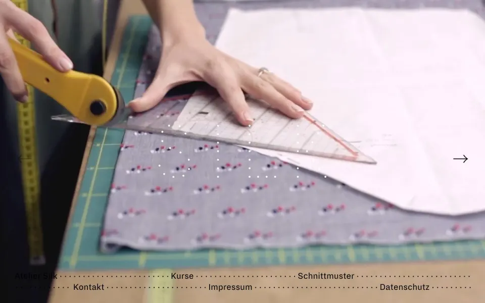 Atelier Silk website, desktop homepage
