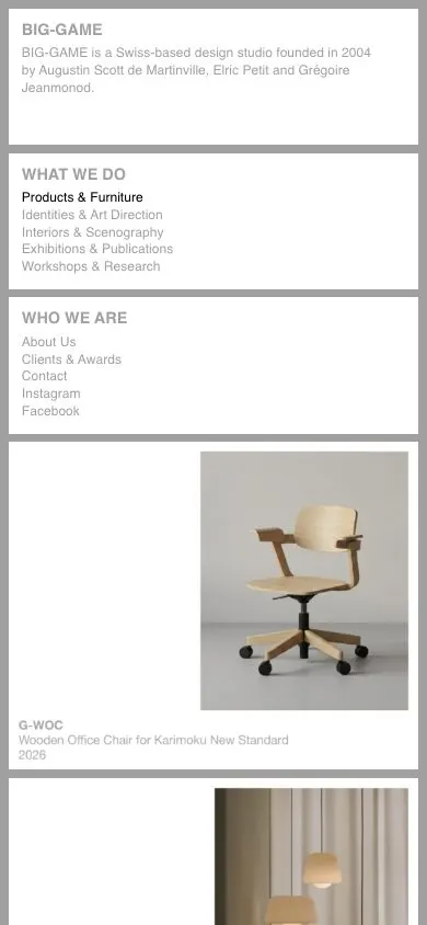 BIG-GAME website, mobile screenshot