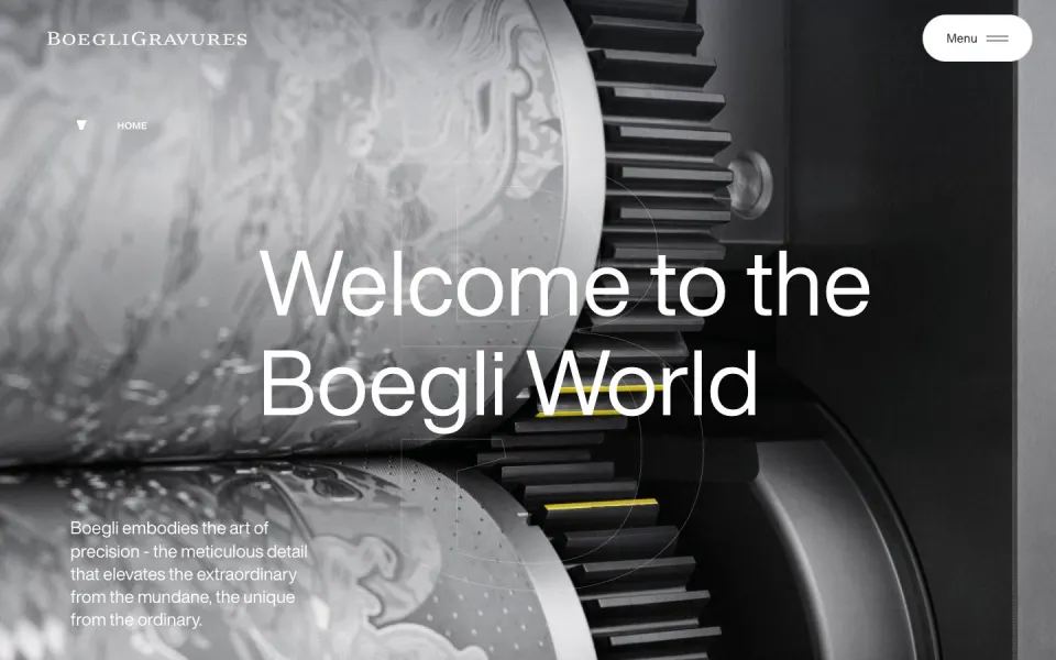 Boegli Gravures website, desktop homepage