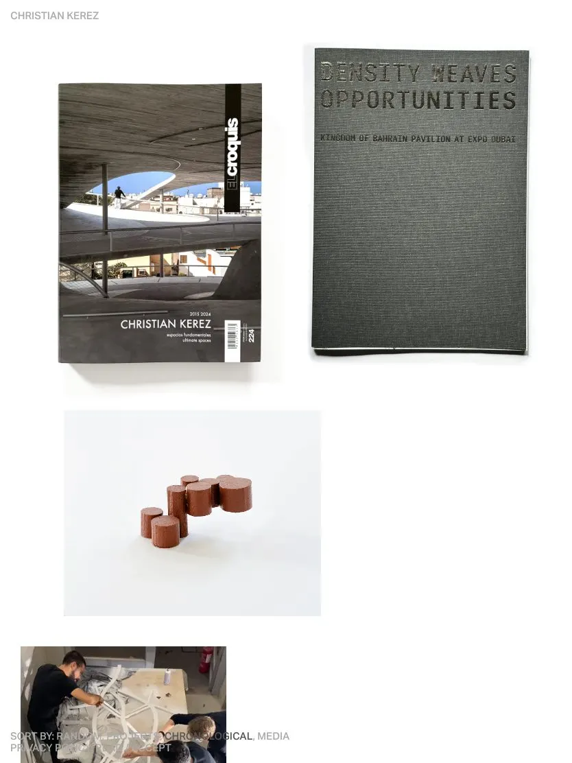 Christian Kerez website, tablet screenshot