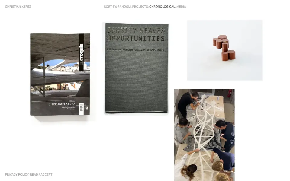 Christian Kerez website, desktop screenshot
