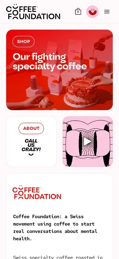 Coffee Foundation website, mobile screenshot