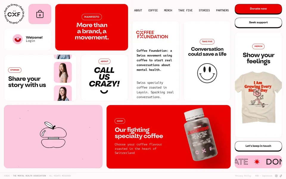 Coffee Foundation website, desktop homepage