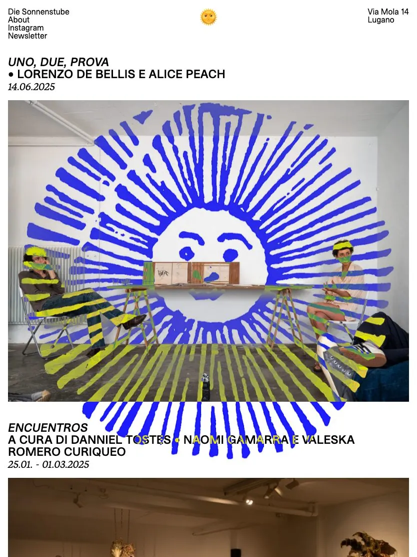 Die Sonnenstube website, tablet screenshot