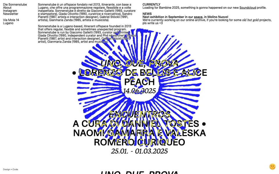 Die Sonnenstube website, desktop homepage
