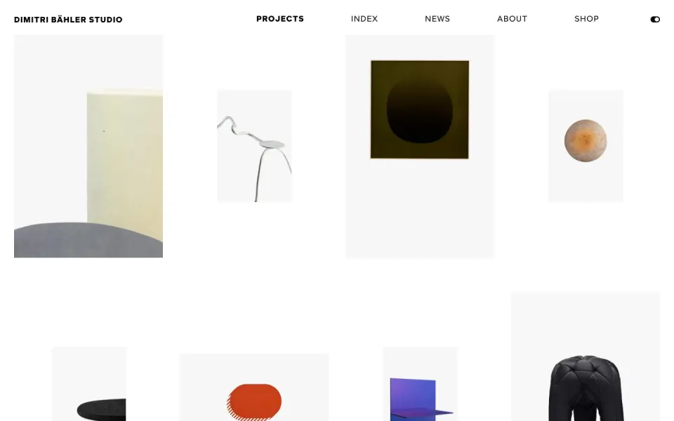 Dimitri Bähler website, desktop homepage