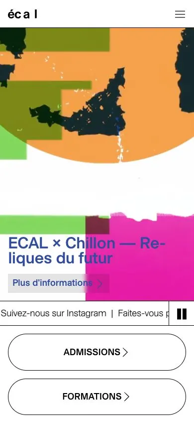 ECAL website, mobile screenshot