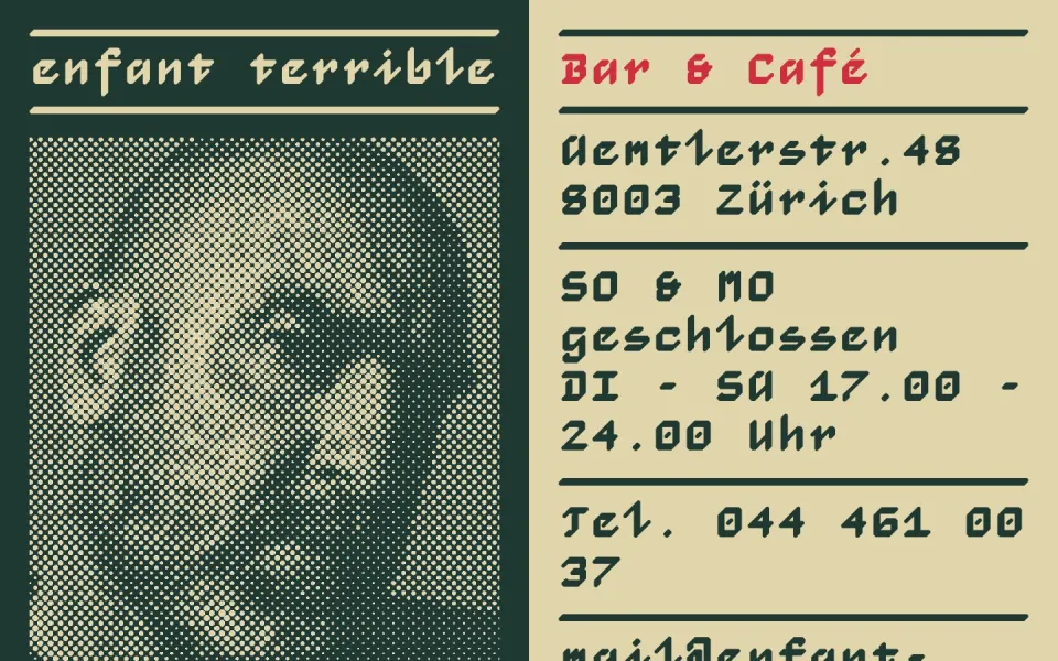 enfant terrible website, desktop homepage