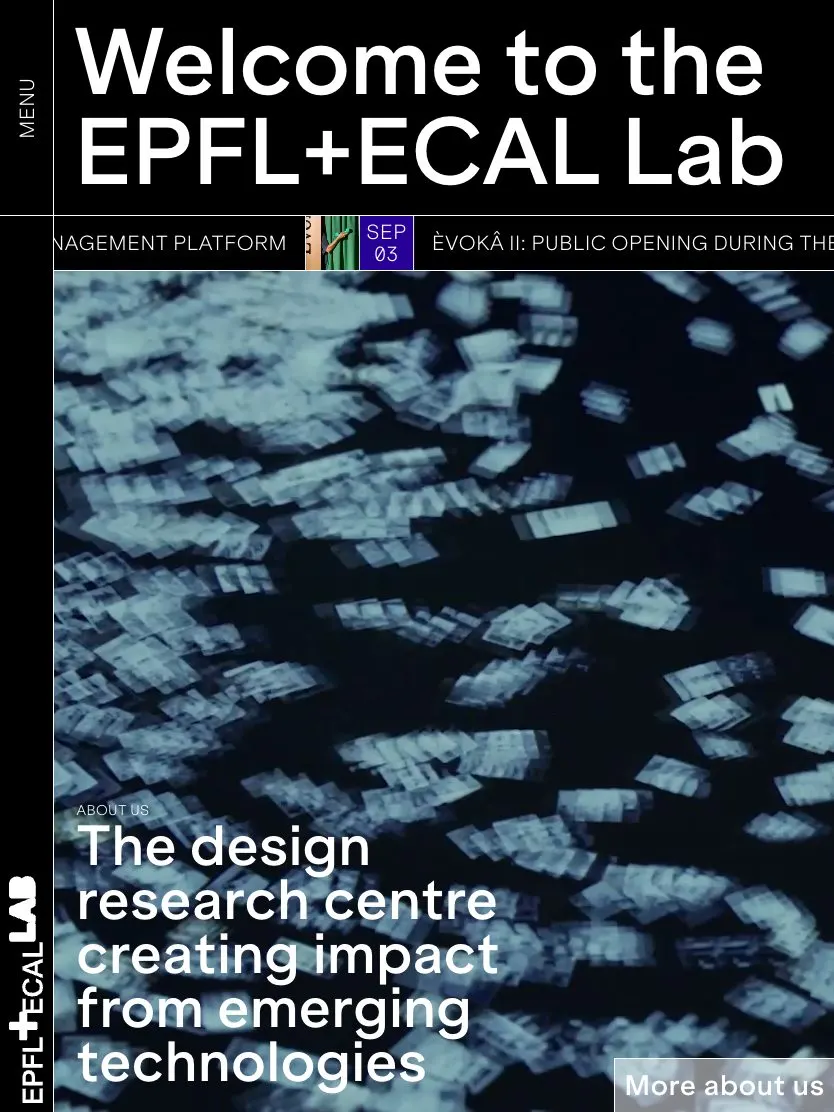 EPFL+ECAL Lab website, tablet screenshot