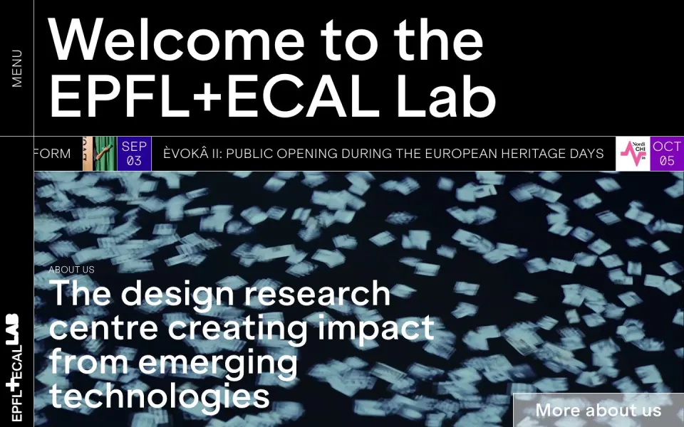 EPFL+ECAL Lab website, desktop homepage