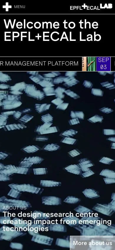 EPFL+ECAL Lab website, mobile screenshot