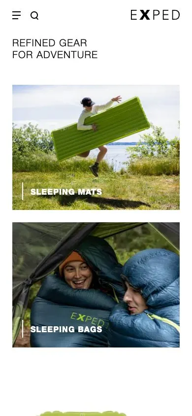 EXPED website, mobile screenshot