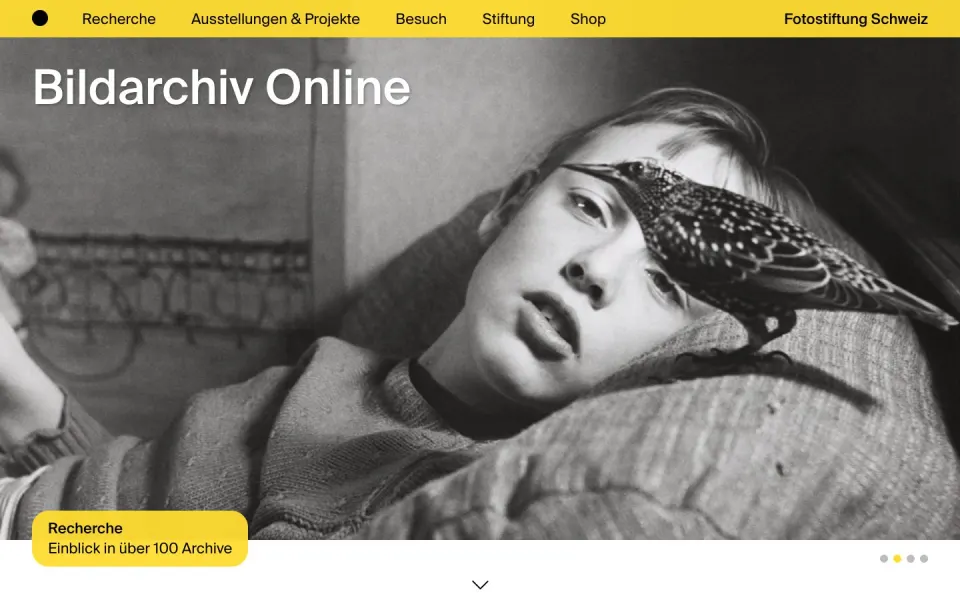 Fotostiftung Schweiz website, desktop homepage