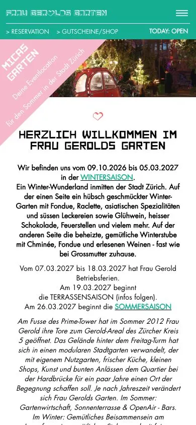Frau Gerolds Garten website, mobile screenshot
