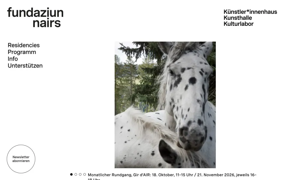 Fundaziun Nairs website, desktop homepage