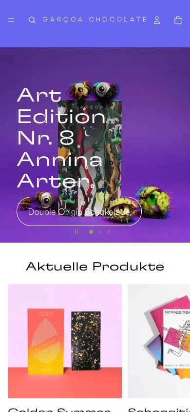 Garçoa Chocolate website, mobile screenshot