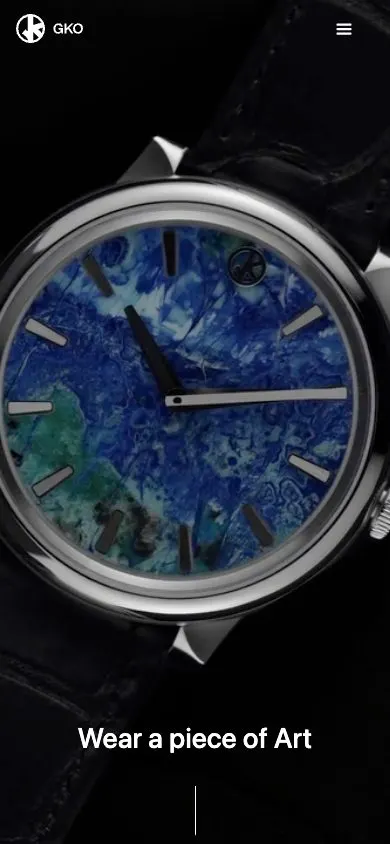 GKO Watches website, mobile screenshot