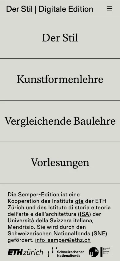 Gottfried Semper: Der Stil website, mobile screenshot