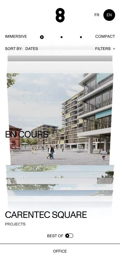 group8 architectes website, mobile screenshot