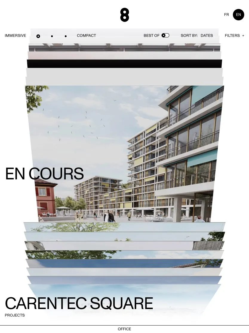 group8 architectes website, tablet screenshot