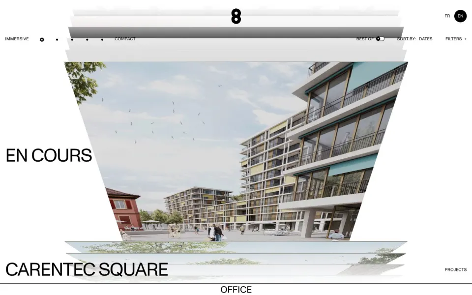 group8 architectes website, desktop homepage