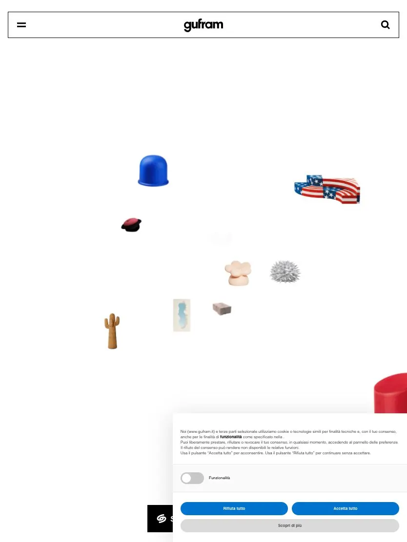 Gufram website, tablet screenshot