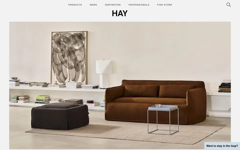 HAY website, desktop homepage