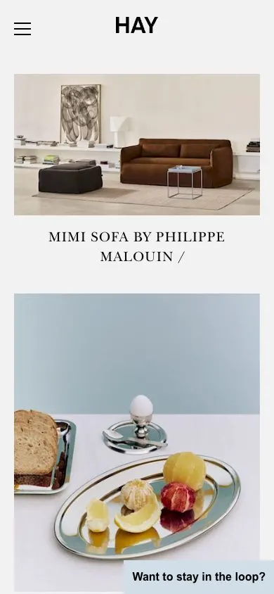 HAY website, mobile screenshot