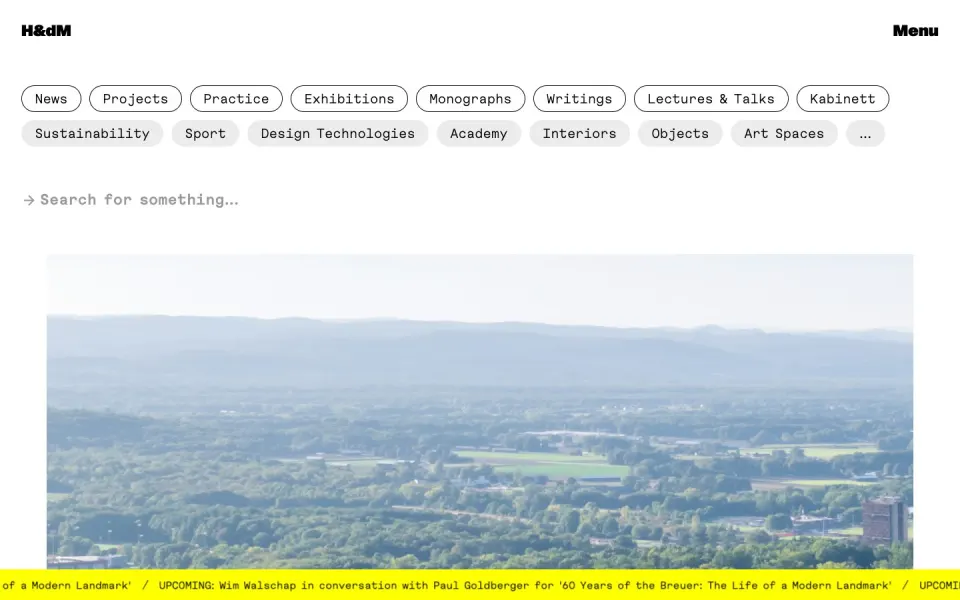Herzog & de Meuron website, desktop homepage