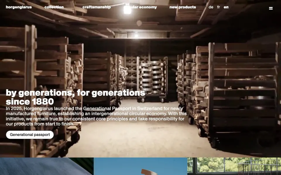 horgenglarus website, desktop homepage