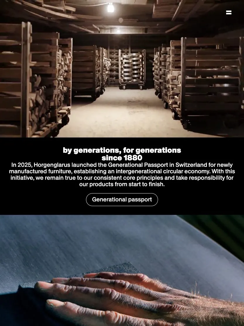 horgenglarus website, tablet screenshot