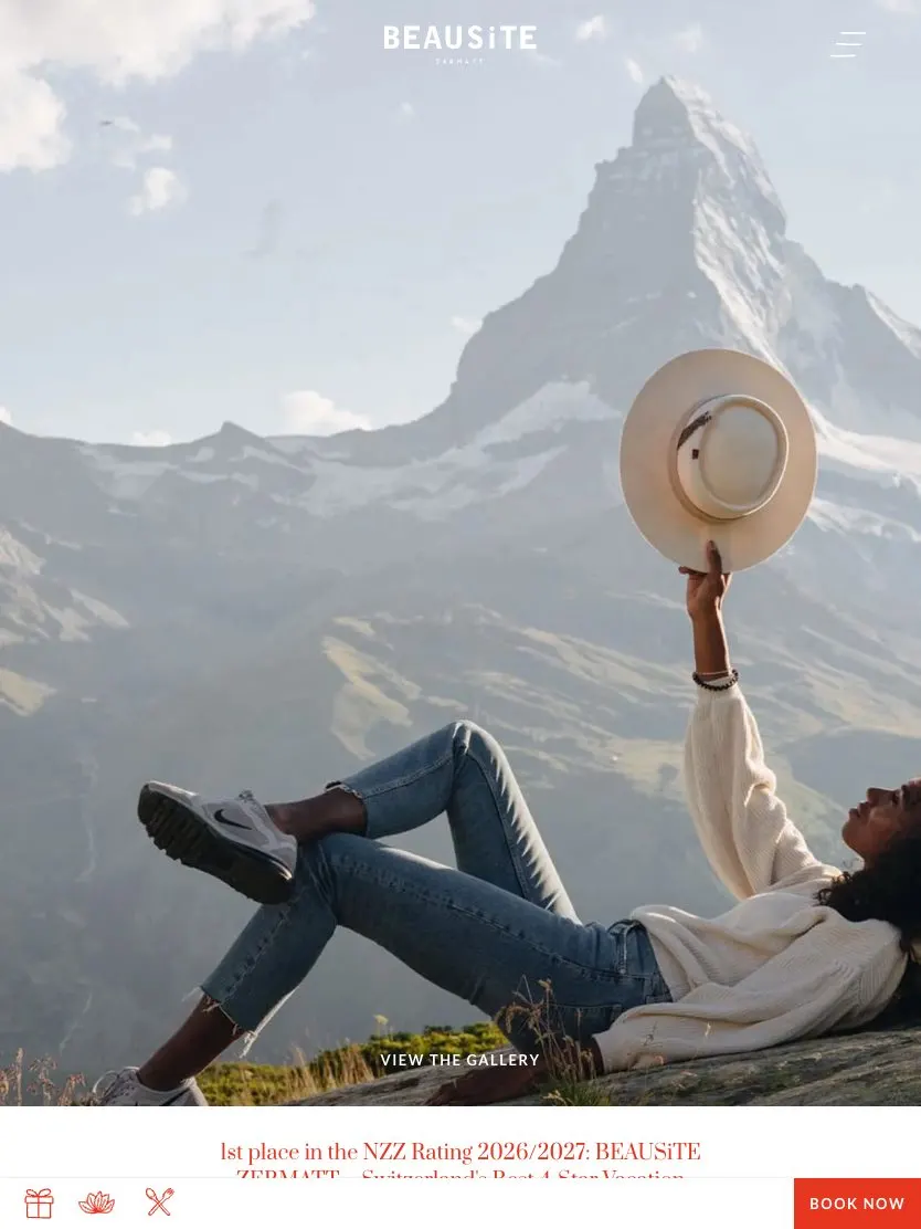Hotel BEAUSiTE Zermatt website, tablet screenshot