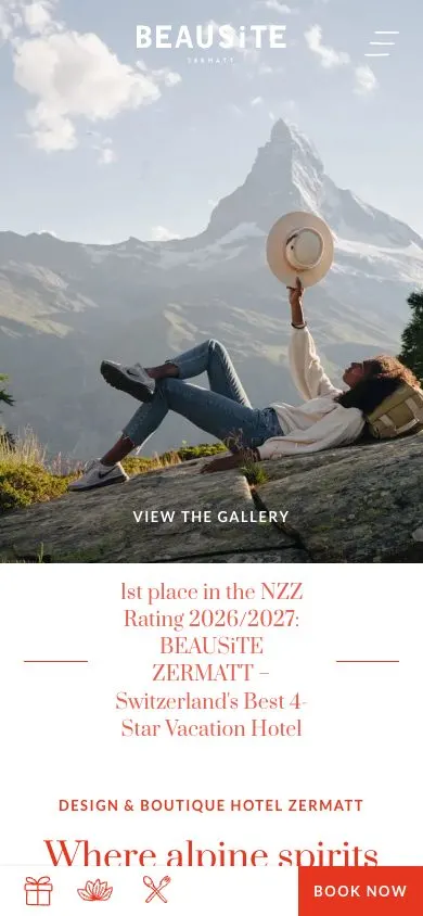 Hotel BEAUSiTE Zermatt website, mobile screenshot
