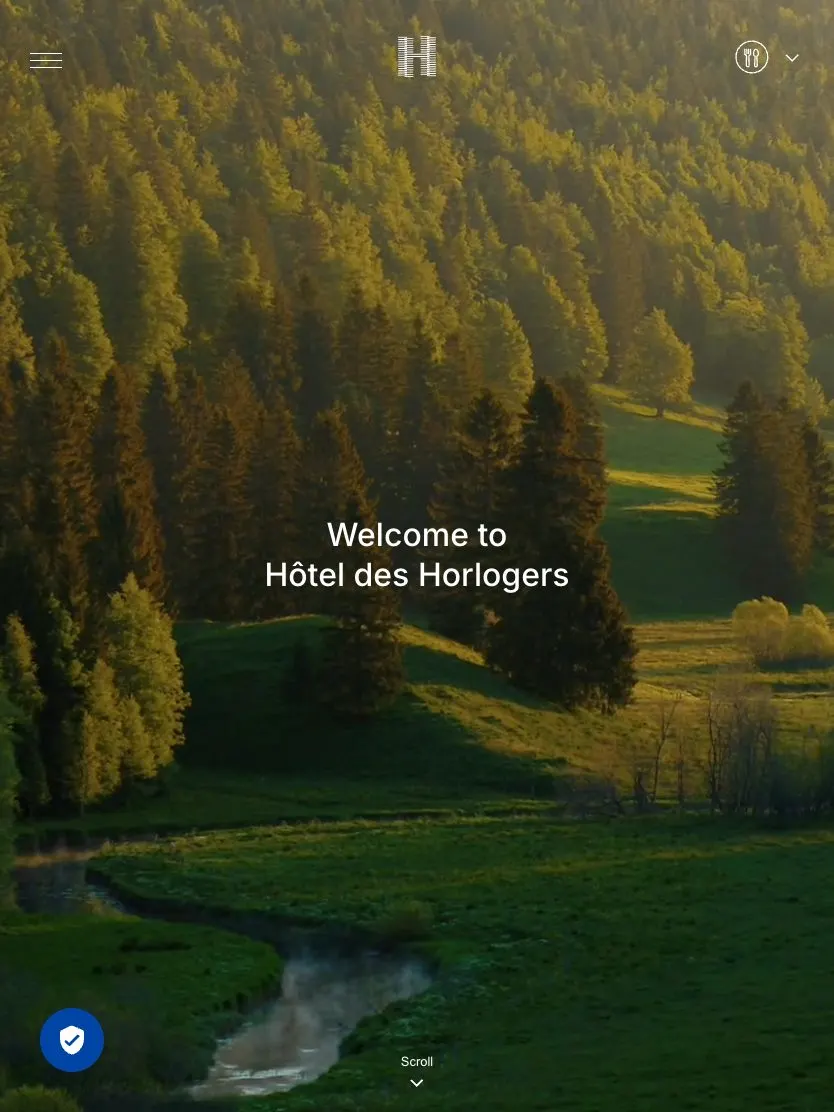 Hôtel des Horlogers website, tablet screenshot