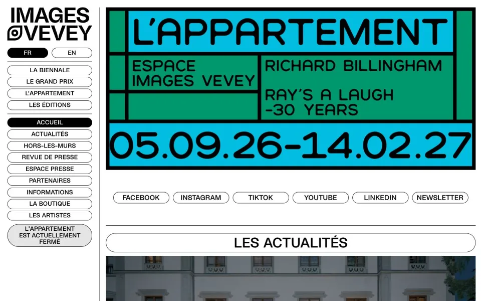 Images Vevey website, desktop homepage