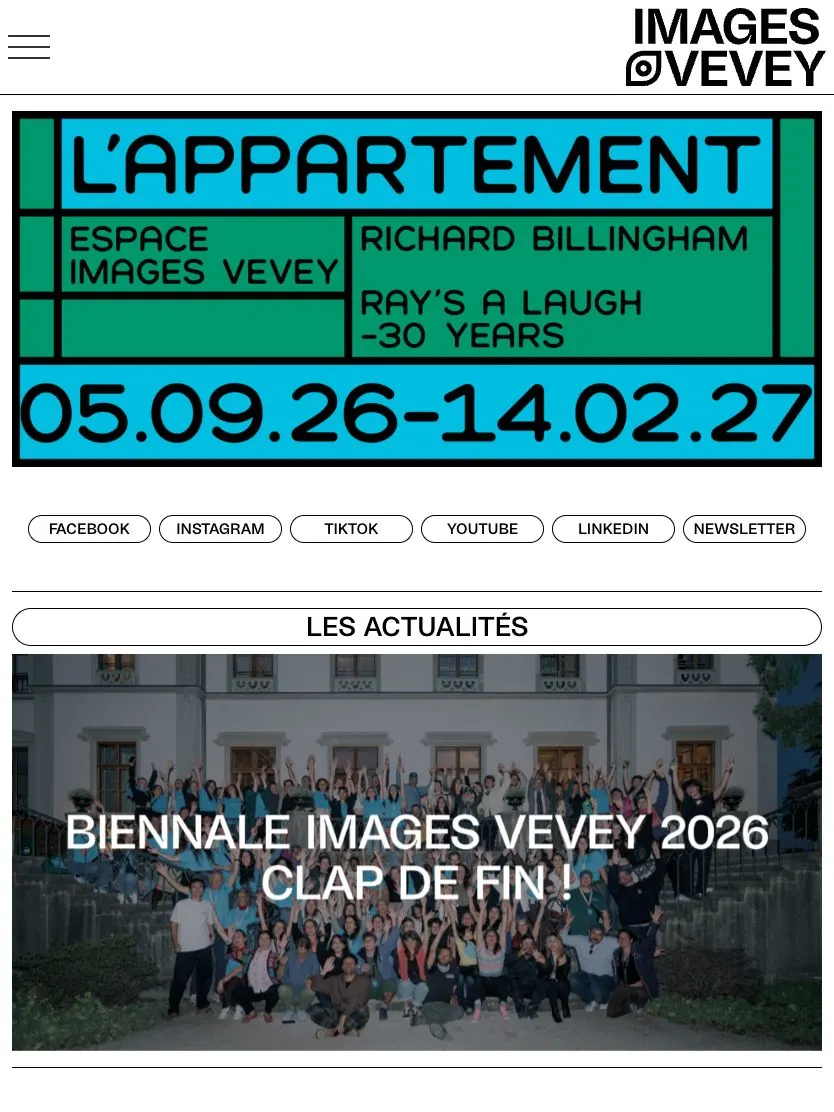 Images Vevey website, tablet screenshot