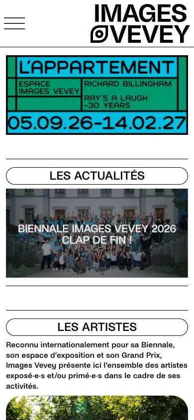 Images Vevey website, mobile screenshot
