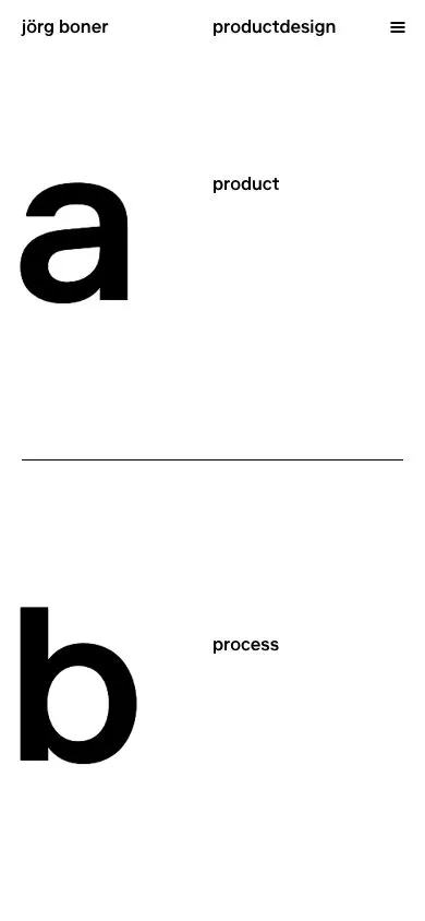 jörg boner productdesign website, mobile screenshot
