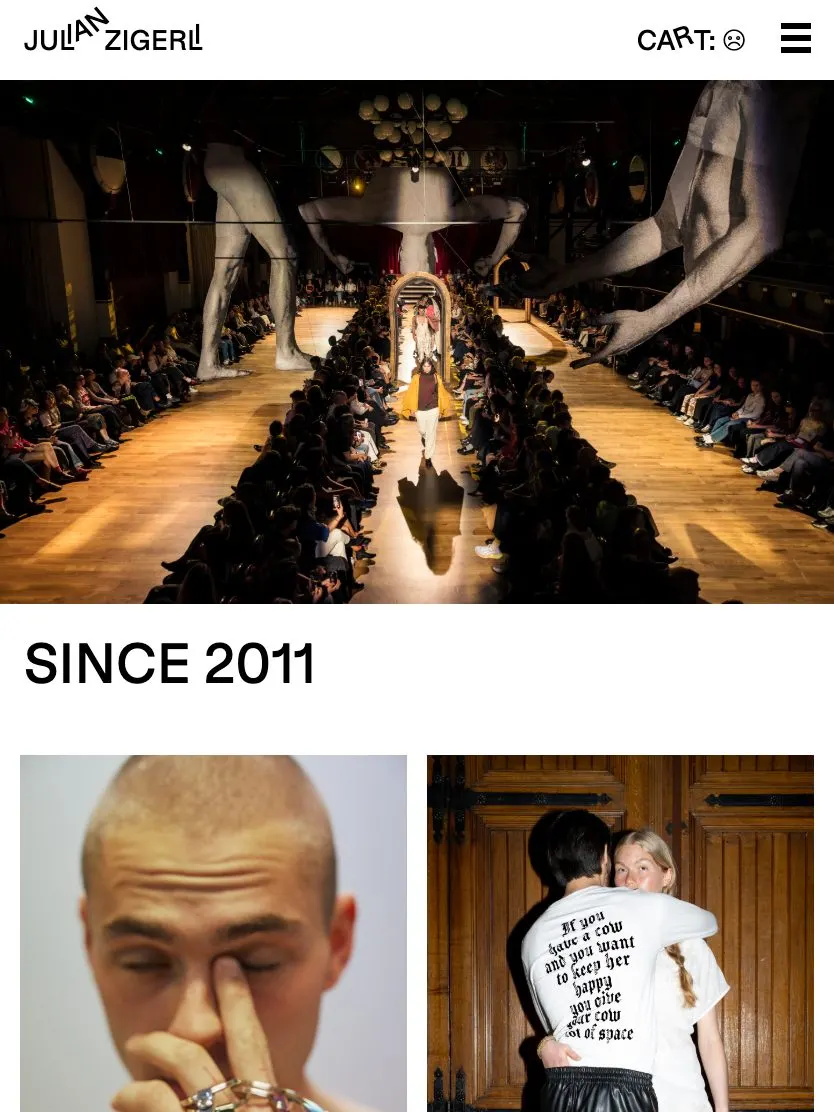 Julian Zigerli website, tablet screenshot