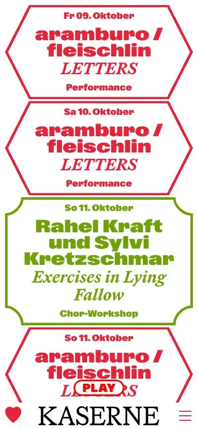 Kaserne Basel website, mobile screenshot