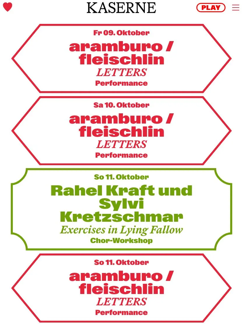 Kaserne Basel website, tablet screenshot
