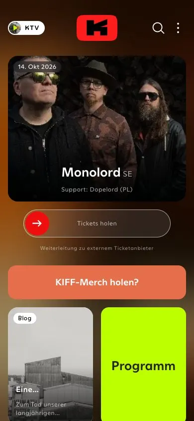 KIFF Aarau website, mobile screenshot