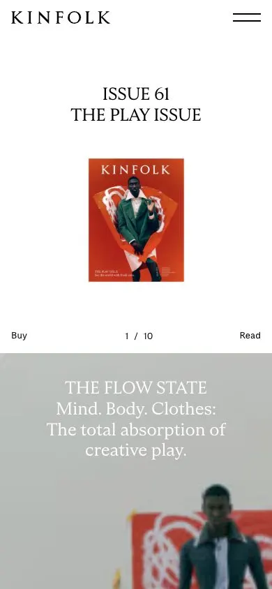Kinfolk website, mobile screenshot
